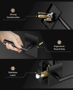 Z004-097Z Matte Black Front Door Lock Set with Deadbolt – Modern Square Door Handle Combo (2 Pack)