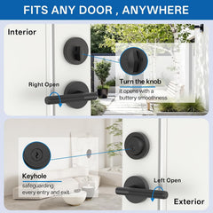 Z002-124A Matte Black Front Door Lock Set with Deadbolt – Rich Minimalist Knurled Entry Lever Combo