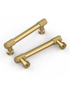 DESIGN4518 Brushed Gold Cabinet Pulls | Accent Knurled Handles for Modern Luxury Kitchens, 3-3/4"