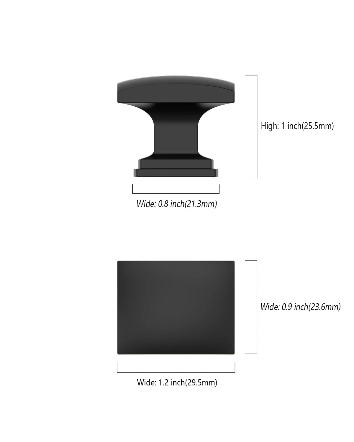 DESIGN2828 Solid Metal Cushion Square Knob for Luxury Kitchens (Matte Black)