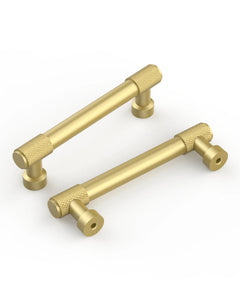 DESIGN4518 Brushed Gold Cabinet Pulls | Accent Knurled Handles for Modern Luxury Kitchens, 3-3/4"