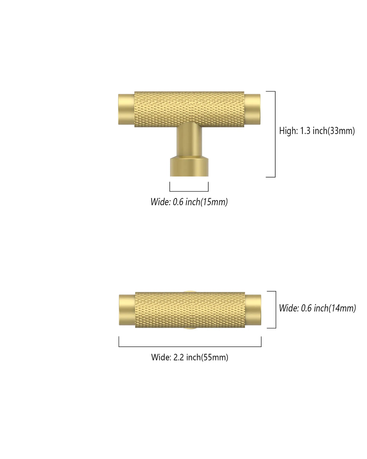 DESIGN4518 Knurled T-Bar Knob for Home Bars & Coffee Stations (Brushed Gold)