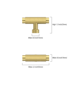 DESIGN4518 Knurled T-Bar Knob for Home Bars & Coffee Stations (Brushed Gold)