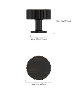 DESIGN2250 Oil Rubbed Bronze Knurled Cylinder Knobs - Heavy-Duty Antique Dresser Hardware | 1" Wide