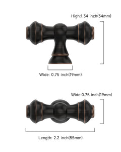 DESIGN3768 Oil Rubbed Bronze T-Bar Cabinet Knobs for Vintage Kitchen | 2.2" Length
