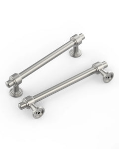 DESIGN2249 Brushed Gold Cabinet Pulls – Modern Heritage Stepped Base Handles for Kitchen Cabinets