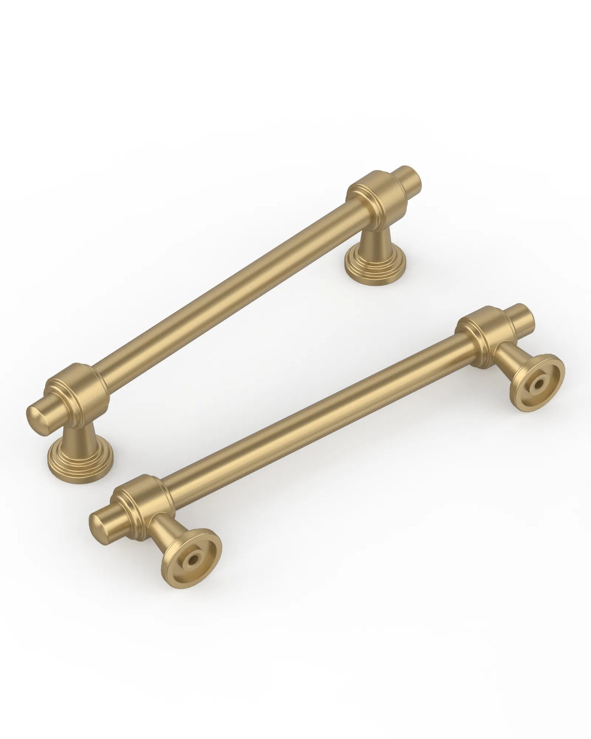 DESIGN2249 Brushed Gold Cabinet Pulls – Modern Heritage Stepped Base Handles for Kitchen Cabinets