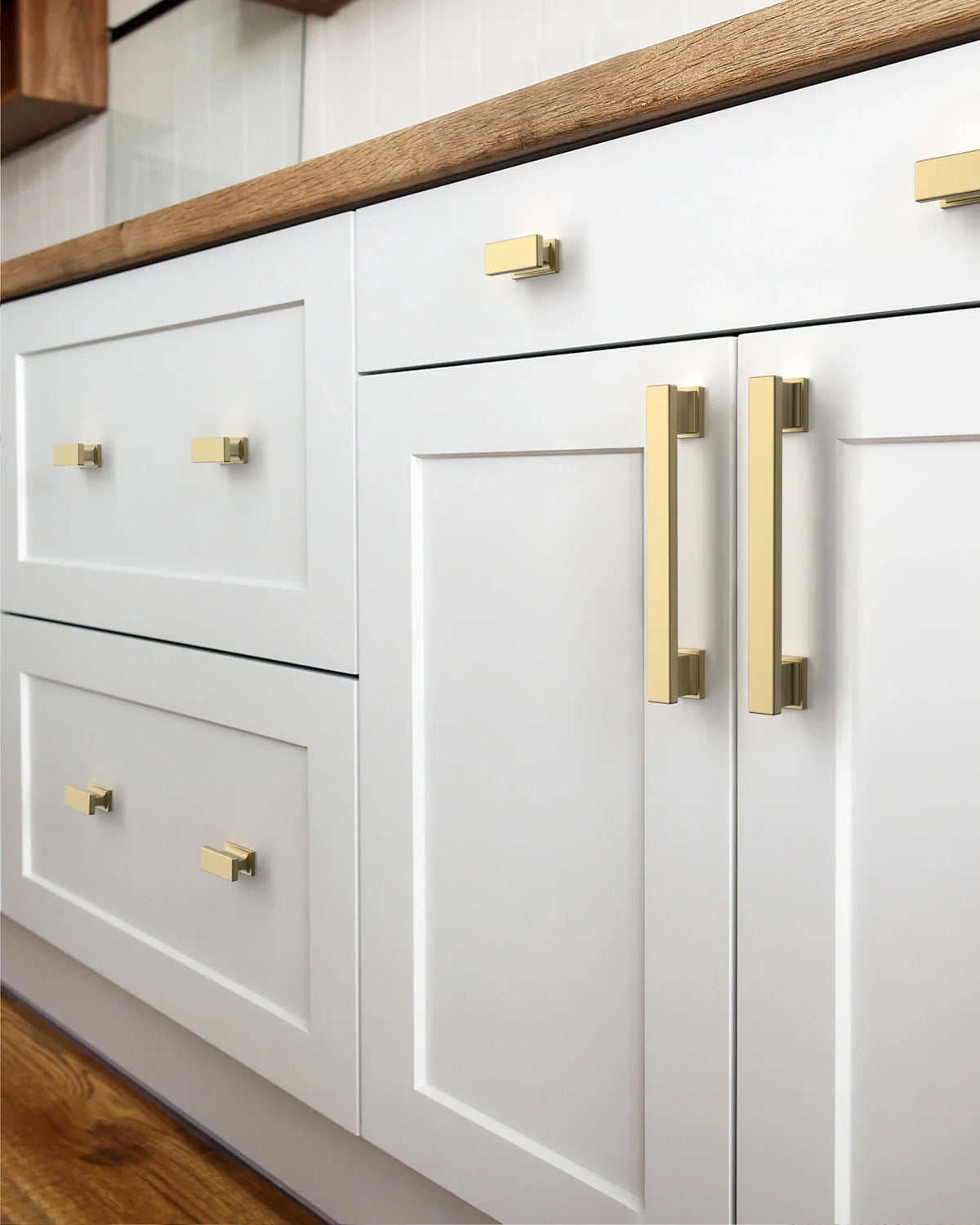 DESIGN2891 Brushed Gold Rectangular Cabinet Handles - Heavy-Duty Modern Kitchen Hardware | 5" Pulls