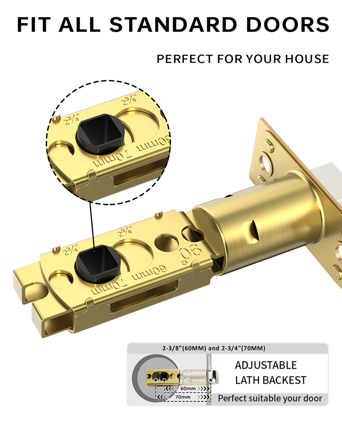 ZR01-098A Satin Champagne Bronze Door Levers, Knurled Square Rosette | Privacy, Passage, Dummy