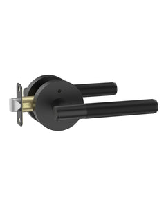 ZR02-124A Matte Black Door Handles | Modern Knurled Lever Door Locks (Privacy, Passage, Dummy)