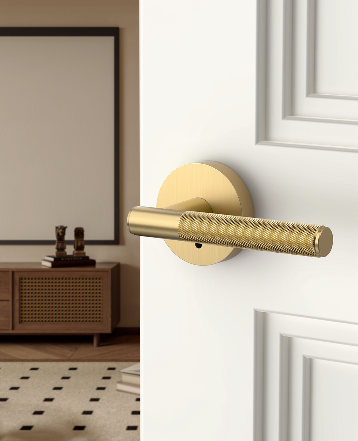 ZR02-124A Matte Black Door Handles | Modern Knurled Lever Door Locks (Privacy, Passage, Dummy)