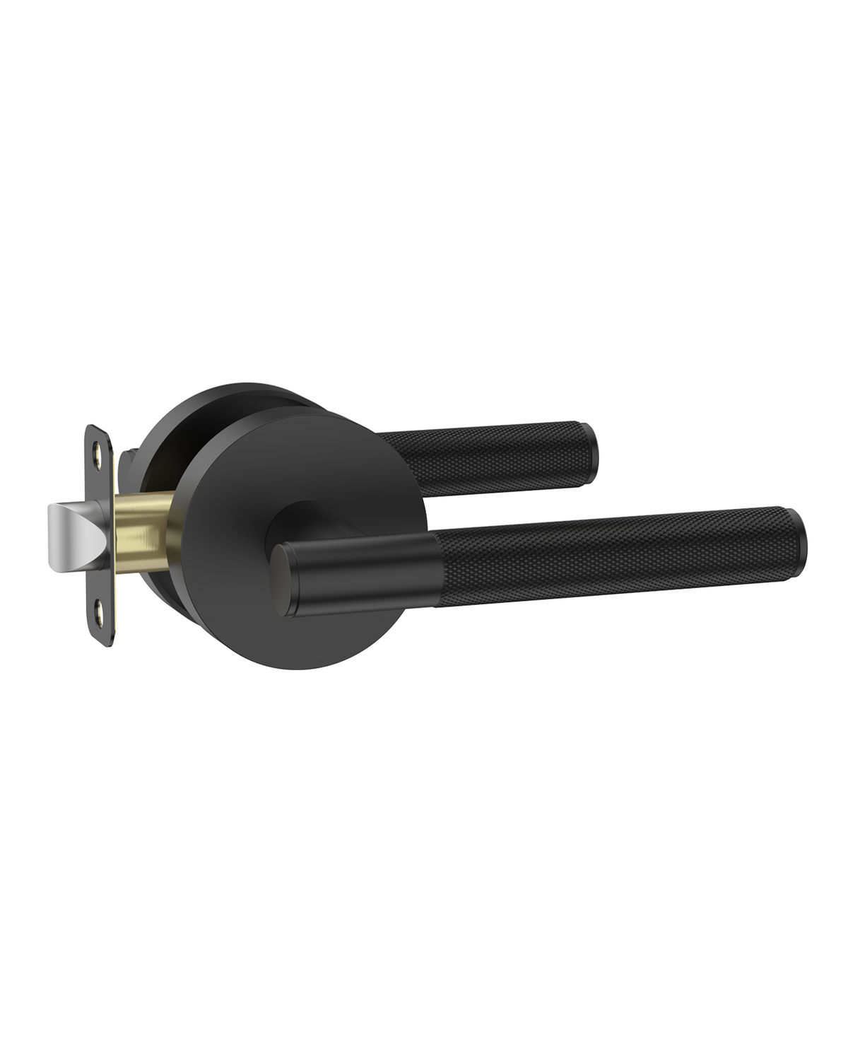 ZR02-124A Matte Black Door Handles | Modern Knurled Lever Door Locks (Privacy, Passage, Dummy)