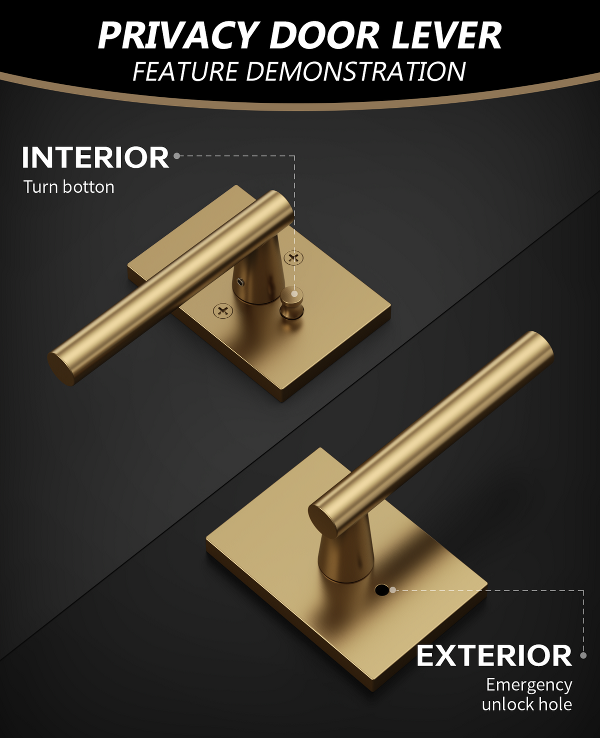 ZR08-097Z Matte Black Door Levers, Heavy-Duty Feel & Modern Minimalist | Privacy, Passage, Dummy