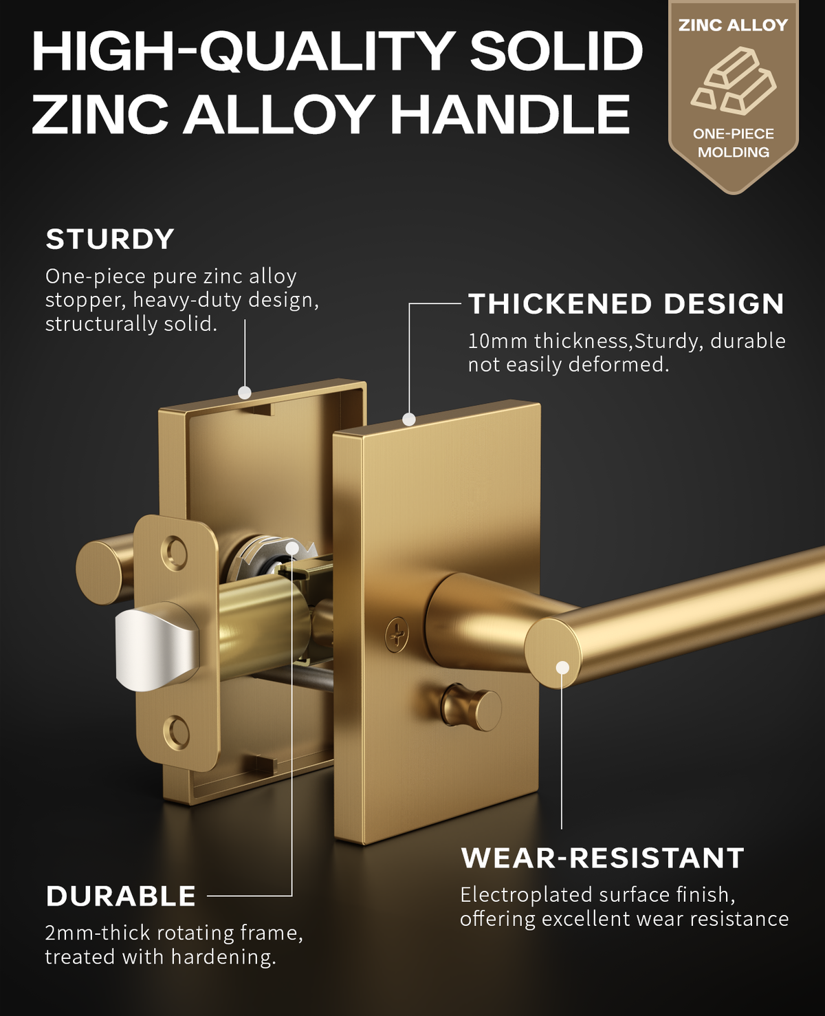 ZR08-097Z Matte Black Door Levers, Heavy-Duty Feel & Modern Minimalist | Privacy, Passage, Dummy