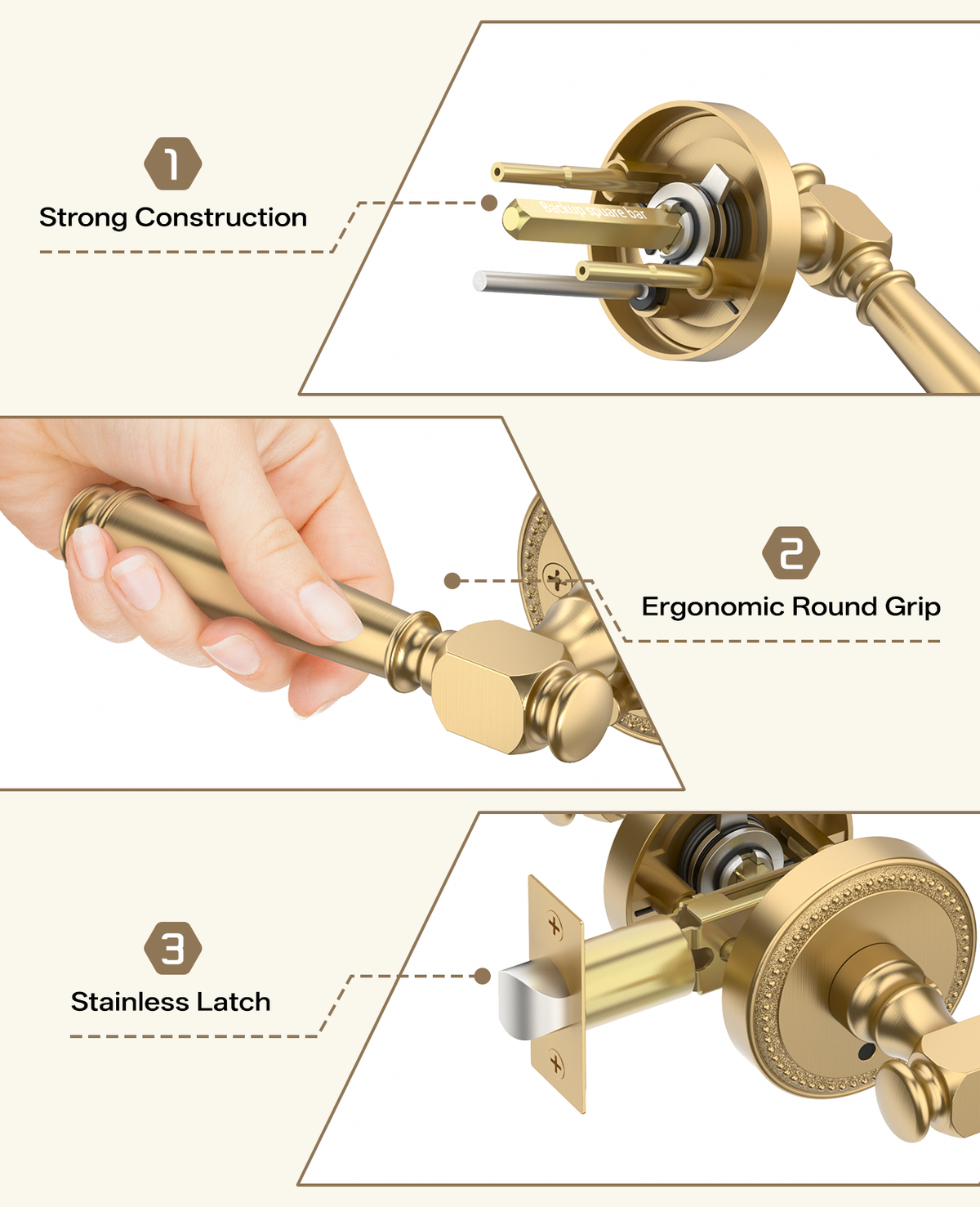 ZR12-054A Modern Heritage Champagne Bronze Door Levers | Beaded Privacy Lever (Privacy, Passage, Dummy)