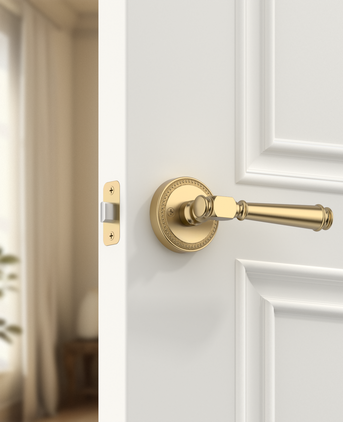 ZR12-054A Modern Heritage Champagne Bronze Door Levers | Beaded Privacy Lever (Privacy, Passage, Dummy)