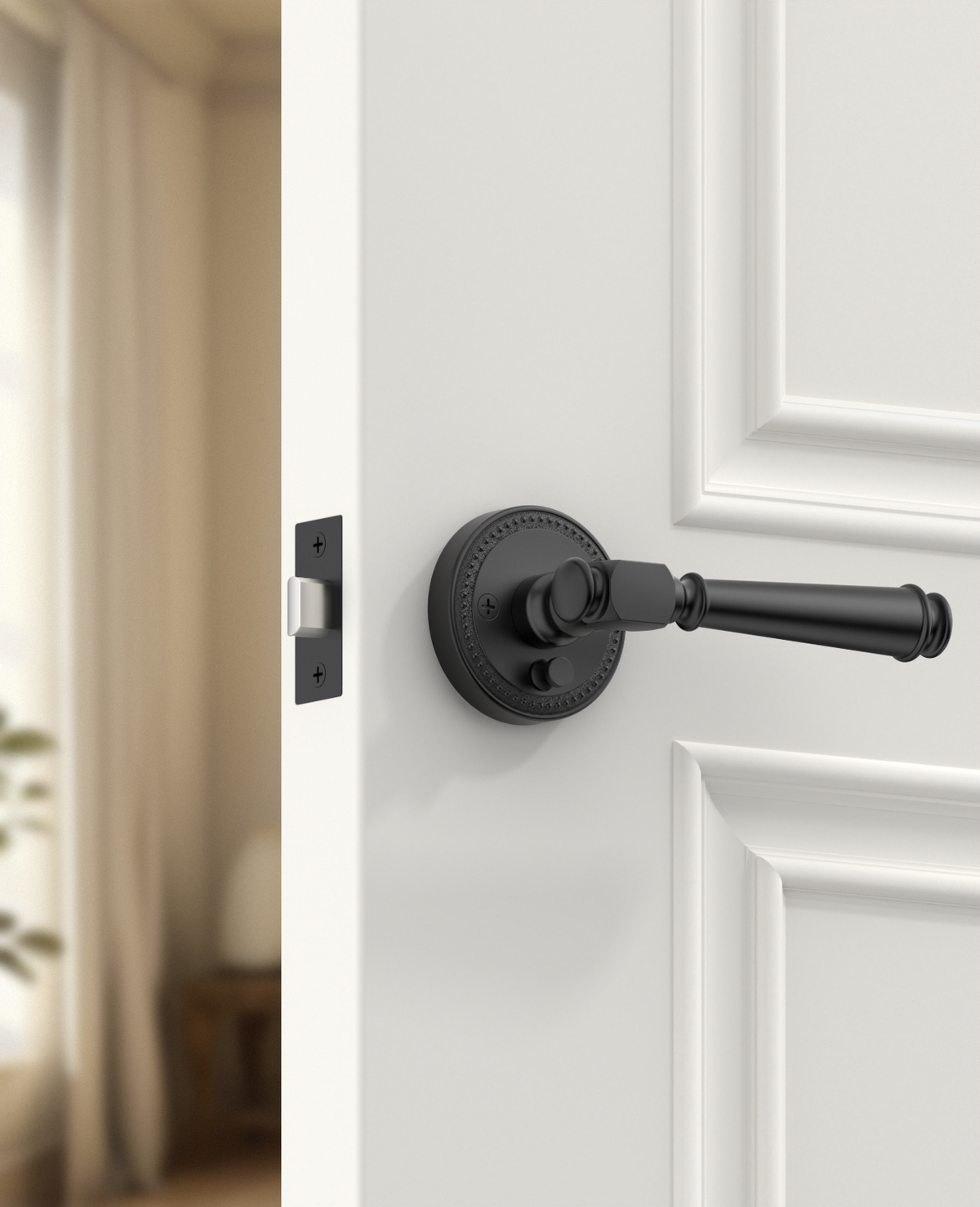 ZR12-054A Modern Heritage Champagne Bronze Door Levers | Beaded Privacy Lever (Privacy, Passage, Dummy)
