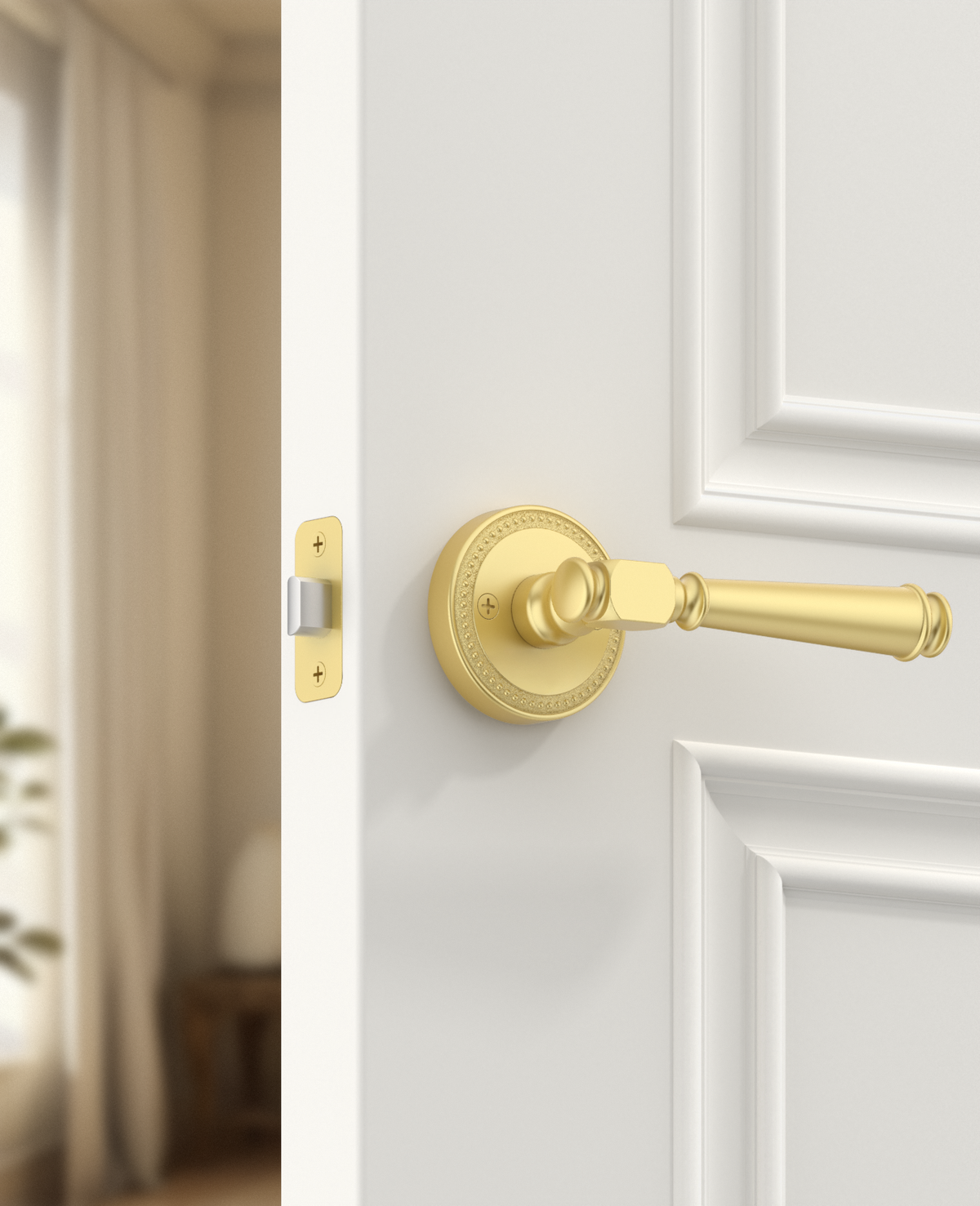 ZR12-054A Modern Heritage Champagne Bronze Door Levers | Beaded Privacy Lever (Privacy, Passage, Dummy)