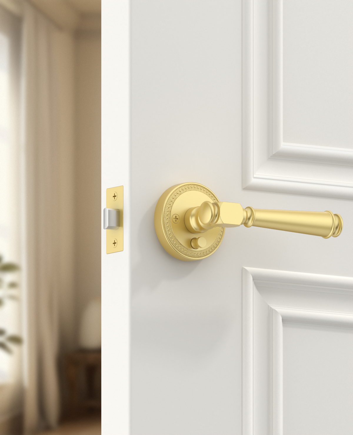 ZR12-054A Modern Heritage Champagne Bronze Door Levers | Beaded Privacy Lever (Privacy, Passage, Dummy)