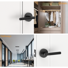 ZR02-124A Matte Black Door Handles | Modern Knurled Lever Door Locks (Privacy, Passage, Dummy)
