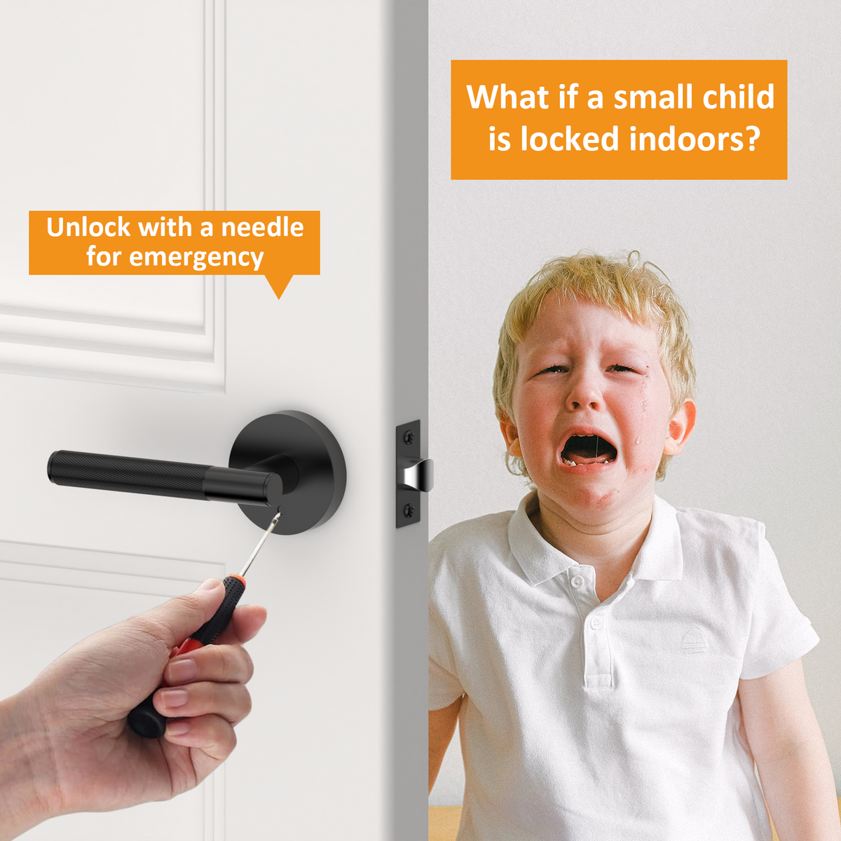 ZR02-124A Matte Black Door Handles | Modern Knurled Lever Door Locks (Privacy, Passage, Dummy)