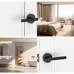 ZR02-124A Matte Black Door Handles | Modern Knurled Lever Door Locks (Privacy, Passage, Dummy)